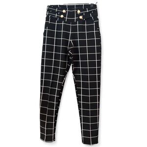 VINTAGE Harper by Block high-waisted plaid stretch trousers